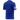 Blue athletic shirt with white stripe on sleeve against a black background